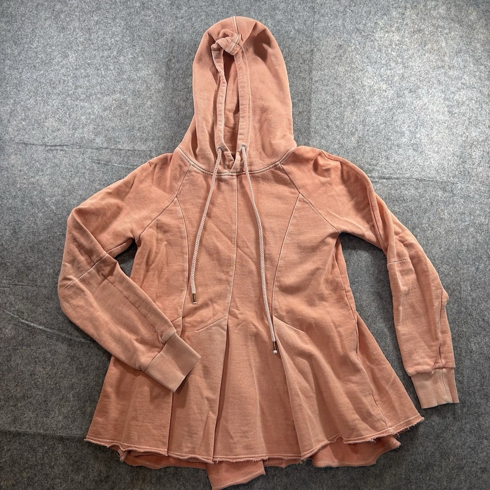 Anthropologie Pilcro Sweatshirt Women's XS Flynn Hoodie Coral Peplum